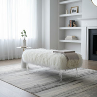 Mongolian Lamb Fur Acrylic Bench 49"