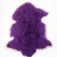 Mongolian Lamb Fur Pelt sheepskin purple