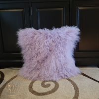 Tibetan Lamb Fur Pillow Single Sided Fur Lilac