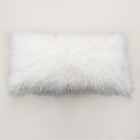 Tibetan Lamb Fur Lumbar Pillow Bleached White Tibetan Lamb Fur Lumbar Pillow Bleached White