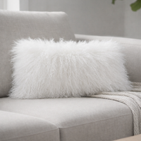 Tibetan Lamb Fur Lumbar Pillow Bleached White