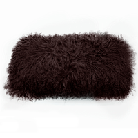 Tibetan Lamb Fur Pillow Single Sided Fur Dark Brown