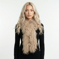 Mongolian Lamb Fur Boa Scarf Dark Beige