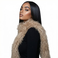 Mongolian Lamb Fur Boa Scarf Dark Beige