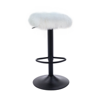 Tibetan Mongolian Lamb White Fur Swivel Adjustable Barstool 