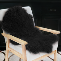 Tibetan Mongolian Lamb Fur Pelt Sheepskin Jet Black