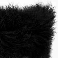 Tibetan Mongolian Lamb Fur Sheepskin Jet Black closeup