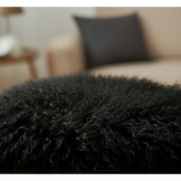 Tibetan Mongolian Lamb Fur Sheepskin Jet Black closeup