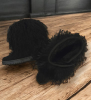 Mongolian Lamb Fur Sheepskin Boots Black Mid Calf Mongolian Lamb Fur Sheepskin Boots Black Mid Calf