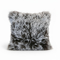 Mongolian Lamb Fur Pillow Frosted Brown