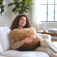  16" x 16" Mongolian Lamb Fur Pillow wheat esspresso Ombre