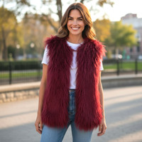 31" Tibetan Mongolian Lamb Fur Vest Red