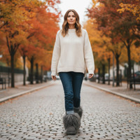 furMid Calf Boots Charcoal 