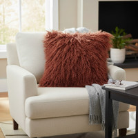 Tibetan Lamb Fur Pillow Copper 