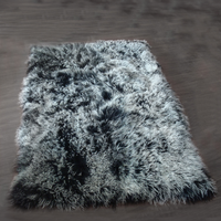Mongolian Lamb Fur Rug Frosted Black