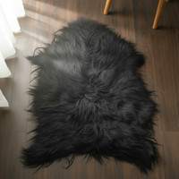 Long Straight Goat Pelt Black