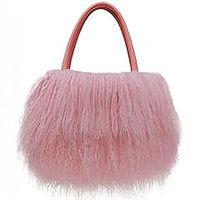 Mongolian Lamb Fur Tote pink
