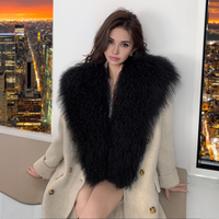 Tibetan Mongolian Lamb Fur Wrap Black