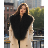 Tibetan Mongolian Lamb Fur Wrap Black