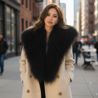 Tibetan Mongolian Lamb Fur Wrap Black