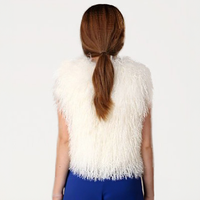 Mongolian Lamb Fur Vest Bleached White  Mongolian Lamb Fur Vest Bleached White