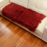 Tibetan Mongolian Lamb Fur Throw Red  2' x 4' Tibetan Mongolian Lamb Fur Throw Red  2' x 4'