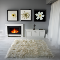 Mongolian Lamb Fur Rug Beige 4' x 6'