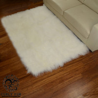 Mongolian Lamb Fur Rug Natural White