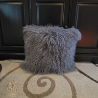 Mongolian Lamb Fur Pillow Grey 
