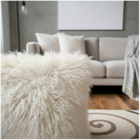 Mongolian Lamb Fur Pillow Beige closeup