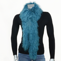 Tibetan Mongolian Lamb Fur Boa Scarf Teal  Tibetan Mongolian Lamb Fur Boa Scarf Teal