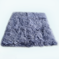 Tibetan Mongolian Lamb Fur Rug Slate Grey 4' x 6' 