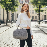 Mongolian Lamb Fur Tote Grey