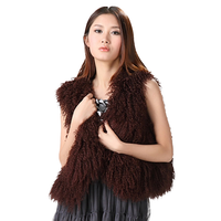 20" Tibetan Mongolian Lamb Fur Vest Mocha 20" Tibetan Mongolian Lamb Fur Vest Mocha
