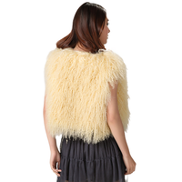 Mongolian Lamb Fur Vest Beige