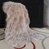 Tibetan Mongolian Lamb Fur Sheepskin Plate Frosted Tan
