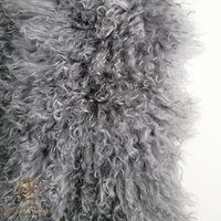Mongolian Lamb Fur Pelt Sheepskin Grey closeup