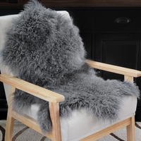 Mongolian Lamb Fur Pelt Sheepskin Grey 