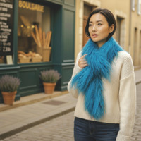 Tibetan Mongolian Lamb Fur Boa Scarf Turquoise 