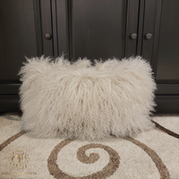 Tibetan Lamb Fur Lumbar Pillow Beige