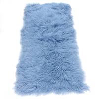 Tibetan Mongolian Lamb Fur Sheepskin Plate Sky Blue