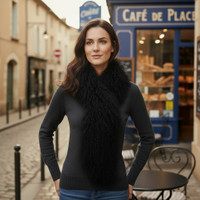 Mongolian Lamb Fur Boa Scarf Black