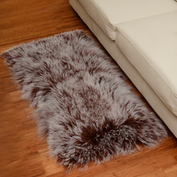 Tibetan Mongolian Lamb Fur Rug Frosted Mocha 2'x 4'  Tibetan Mongolian Lamb Fur Rug Frosted Mocha 2'x 4'