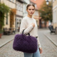 Tibetan Mongolian Lamb Fur Tote Purple
