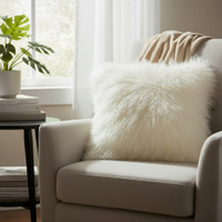 Tibetan Lamb Fur Pillow Natural White