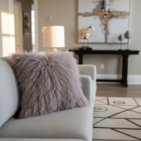 Mongolian Lamb Fur Pillow Taupe