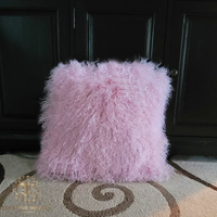 Mongolian Fur Pillow Double Sided Rose Quartz 