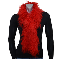 Tibetan Mongolian Lamb Fur Boa Scarf Red 