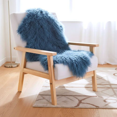 Mongolian Lamb Fur Pelt Sheepskin Blue Heaven