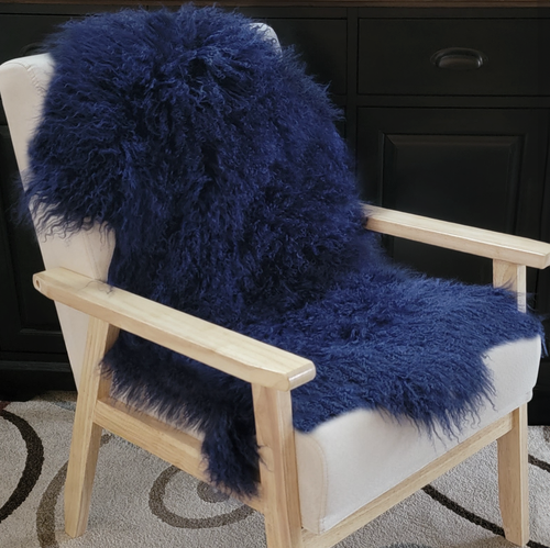 Mongolian Lamb Fur Pelt Sheepskin Navy Blue Mongolian Lamb Fur Pelt Sheepskin Navy Blue
